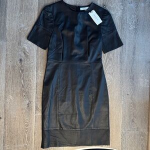 LK Bennett Black Leather Mini Dress AS0160
